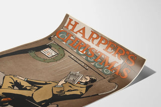 Vintage Harper's Christmas Lecture Poster by the Fireplace