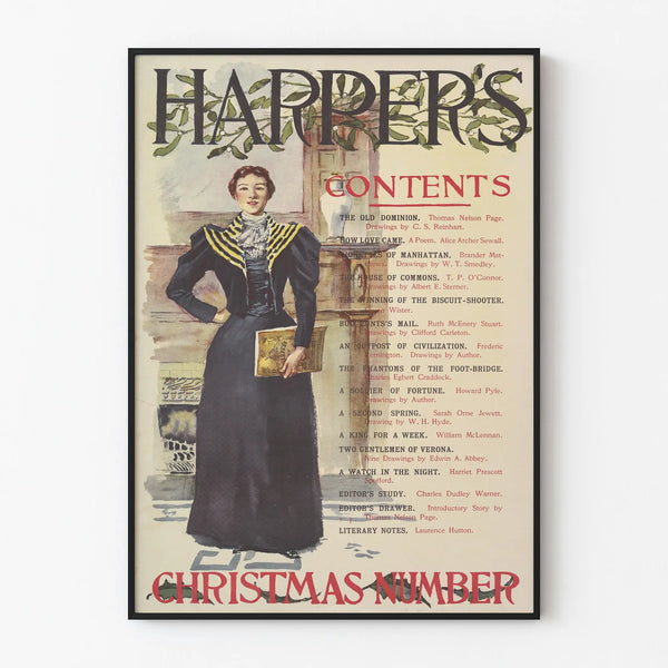 Harper's Christmas Number vintage poster for wall decoration