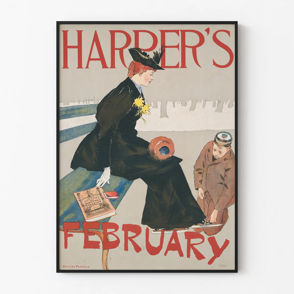 Vintage Harper's Magazine poster February 1894 - retro wall decoration