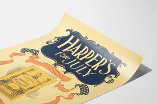 Vintage Harper's poster for July with American motifs