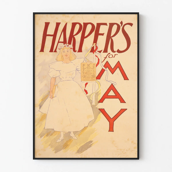Vintage Harper's Poster for May - Elegant Retro Wall Decoration