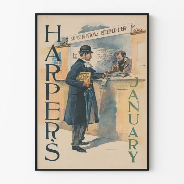 Harper's January 1894 vintage poster - Antique wall decoration magazine