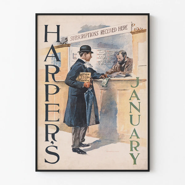 Vintage Harper's Magazine poster January 1894 for wall decoration