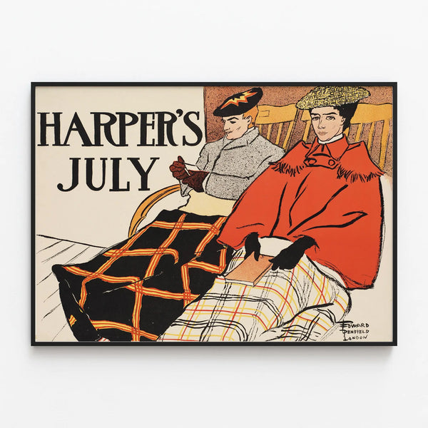 Vintage Harper's July Poster by Edward Denfield — framed artwork on a wall