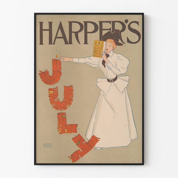 Vintage Harper's July decorative poster in Art Nouveau style