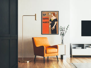 Vintage Harper's Poster of an Elegant Woman in a Black Dress