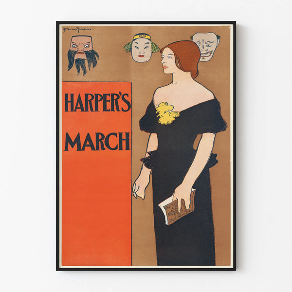 Vintage Harper's Poster of an Elegant Woman in a Black Dress