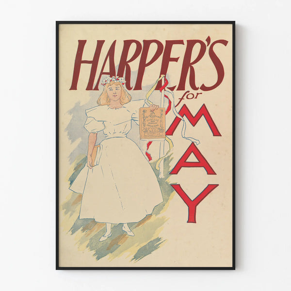 Vintage Harper's poster for May wall decoration