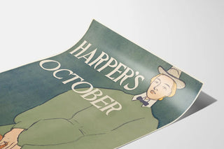 Vintage Harper's October poster with an elegant feminine silhouette
