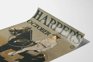 Vintage Harper's October Cavalier on Horseback Poster