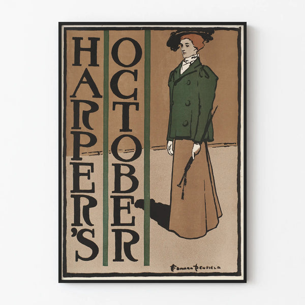 Vintage Harper's Poster October 8 - Old Fashioned Fashion Illustration