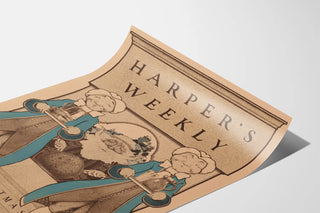 Vintage Harper's Weekly Christmas Poster with Characters and Santa Claus