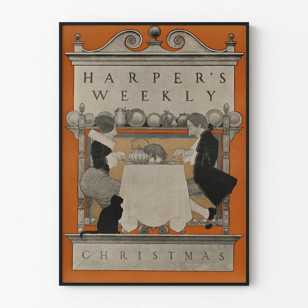 Vintage Harper's Weekly Christmas Poster for Wall Decoration