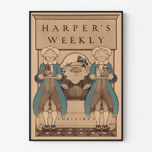 Vintage Harper's Weekly Christmas Poster - Retro Wall Decoration