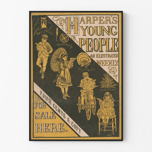 Vintage Harper's Young People Poster - Retro Wall Decoration