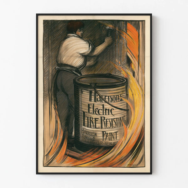Vintage poster of fire-resistant painting Harrison Electric