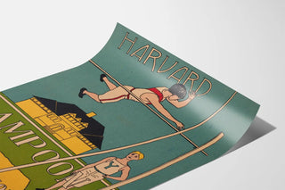 Vintage Harvard Lampoon poster with pole vault athlete