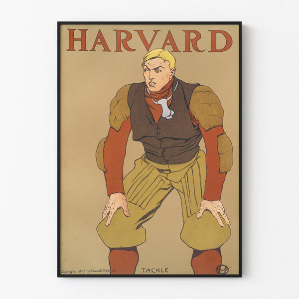 Vintage Harvard American Football Player Poster 1907