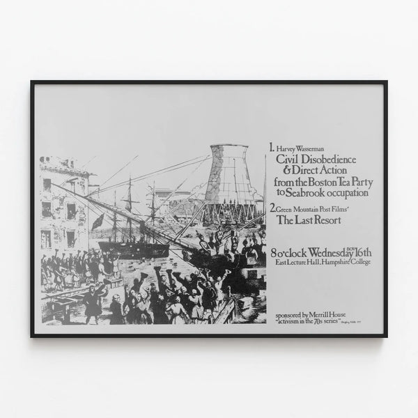 Vintage Poster Civil Disobedience and Direct Action — framed artwork on a wall