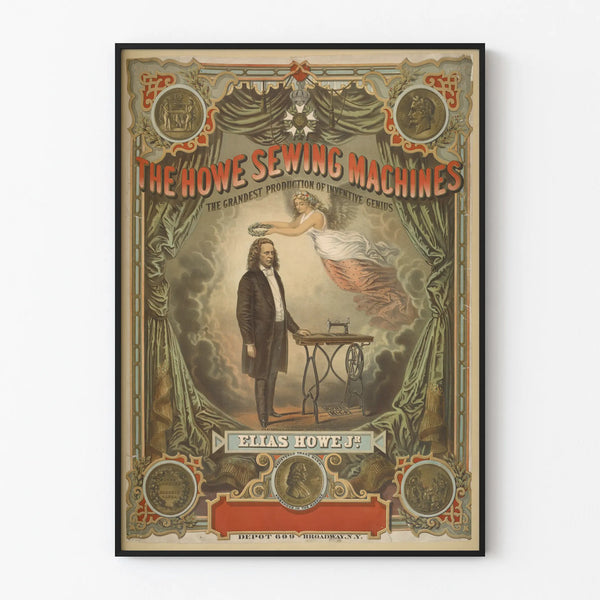 Vintage Howe Sewing Machines Poster - Retro Wall Decoration