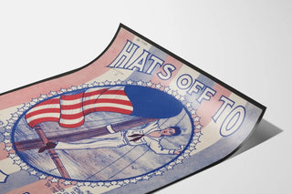 Vintage American patriotic poster with sailor and U.S.A. flag