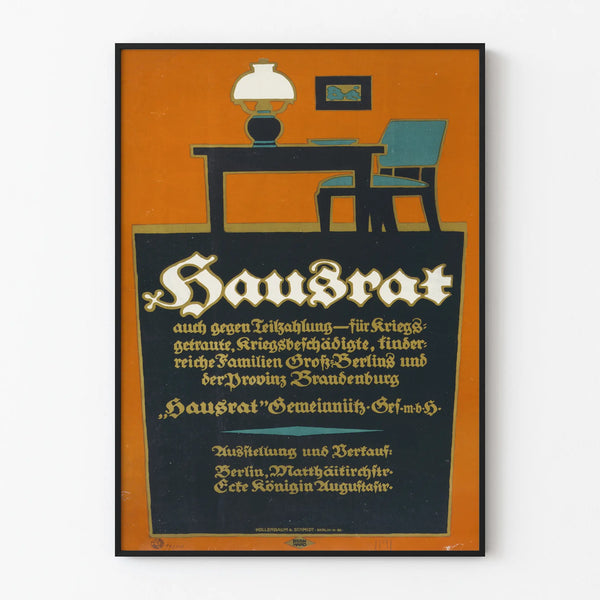 German vintage poster Hausrat wall decoration retro