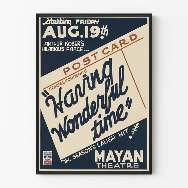 Vintage theater poster Mayan 'Having Wonderful Time' - Retro wall decoration