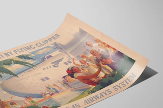 Vintage Hawaii Poster by Flying Clipper Pan American Airways System — artwork view