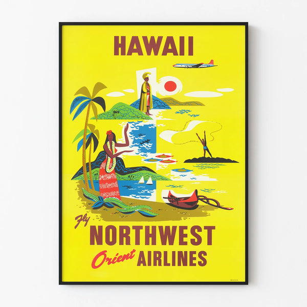 Vintage poster Hawaii Northwest Orient Airlines