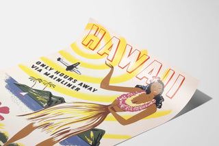 Vintage Hawaii Travel Poster United Air Lines