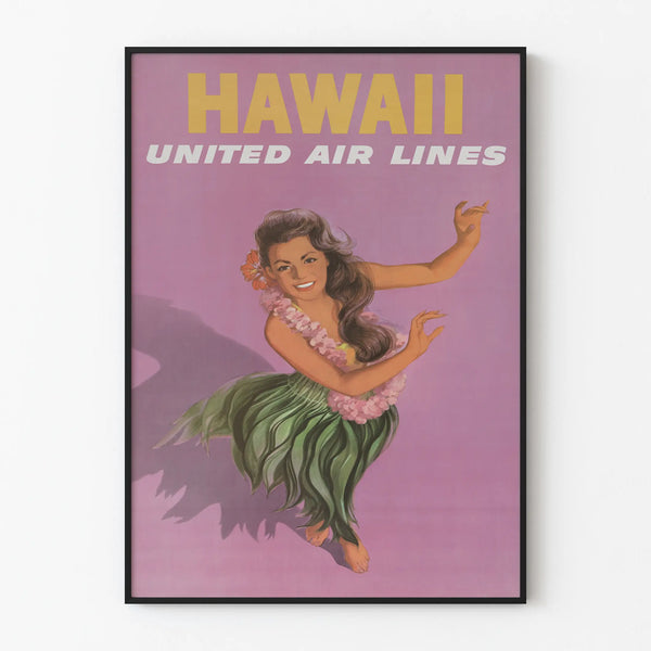 Vintage Hawaii United Air Lines decorative poster