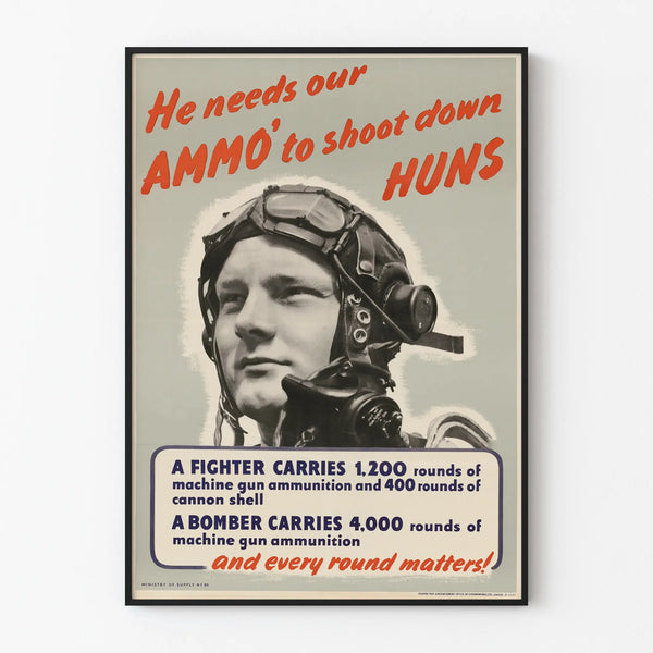 Military Propaganda Poster He Needs Our Ammo