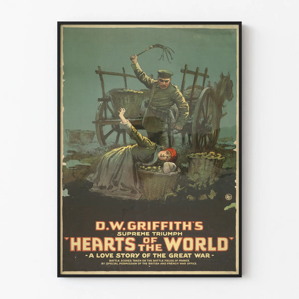 Vintage Poster Hearts of the World - Historical Cinema Wall Decoration
