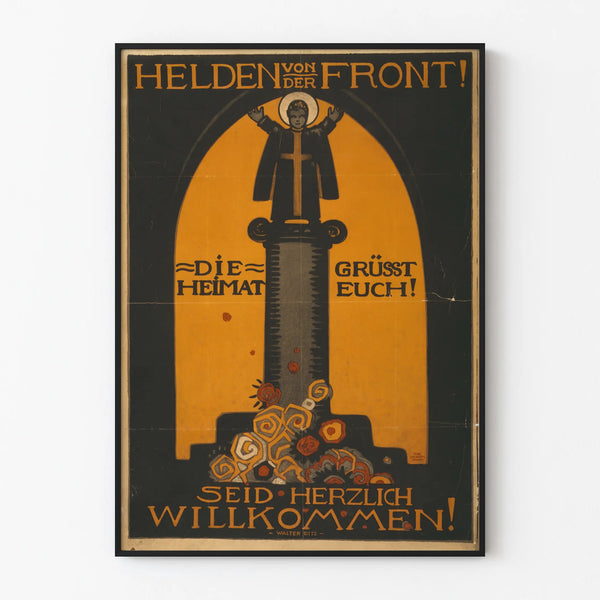 German vintage poster 'Heroes from the Front' historical wall decoration