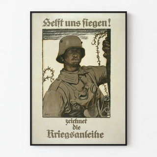 Vintage German Military Poster with Soldier and War Slogan