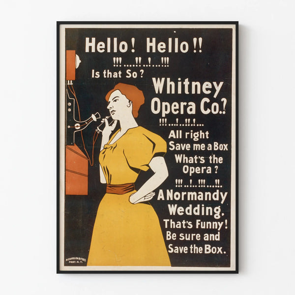 Vintage Poster Hello! Hello!! Whitney Opera Co. - Retro Wall Decoration
