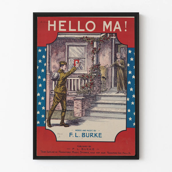 Vintage Hello Ma Poster - Nostalgic Military Wall Decoration