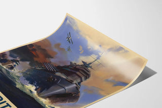 British Military Propaganda Poster with Battleships and Aircraft