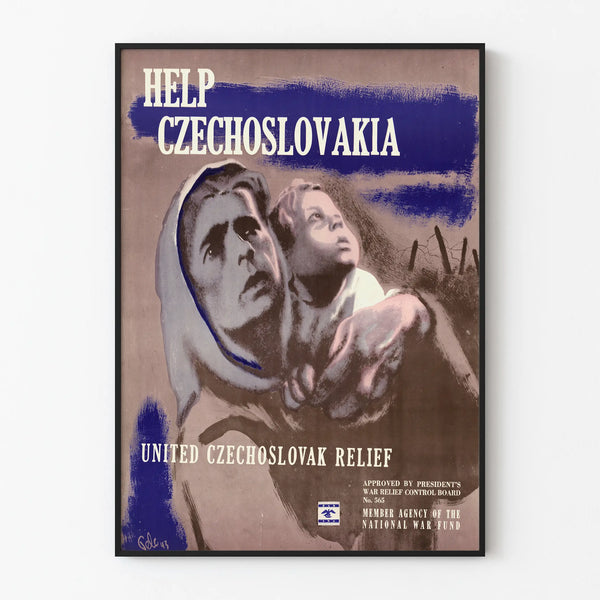 Vintage Help Czechoslovakia Poster Wall Decoration