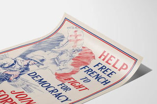 Vintage poster supporting France for democracy