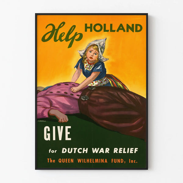 Vintage Help Holland poster for Dutch war relief
