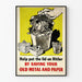 Vintage propaganda poster - Metal and paper recycling against Hitler