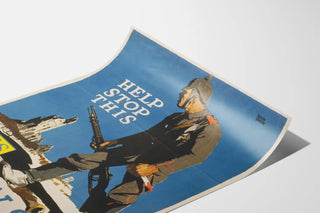 Vintage propaganda poster 'Help Stop This' for the War Savings Stamp campaign