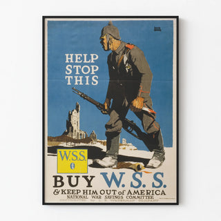 Vintage propaganda poster 'Help Stop This' for the War Savings Stamp campaign