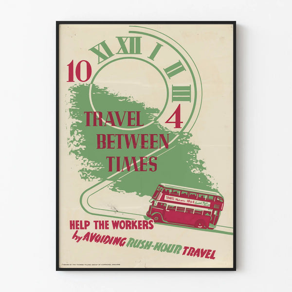 Vintage poster: avoid rush hours to help workers