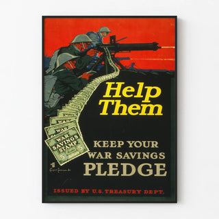 Vintage Military Poster - Help Them War Savings Pledge