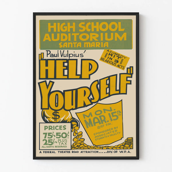 Vintage Poster Help Yourself - Retro Theater Wall Decoration