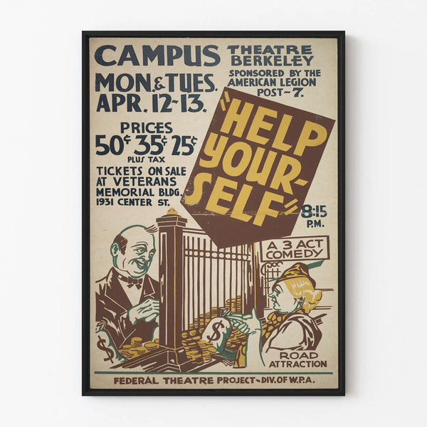Vintage Poster 'Help Yourself' Federal Theater - Retro Wall Decoration