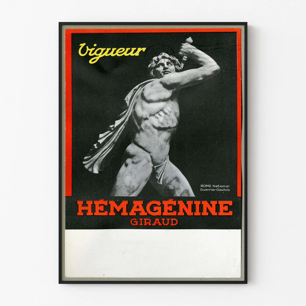 Vintage poster Hemagglutinin Viguer wall decoration Gaul warrior statue