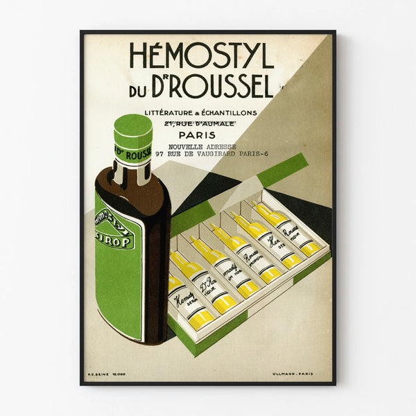 Vintage Poster Hémostyl by Dr. Roussel - Medical Wall Decoration